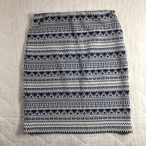 RD Style Skirt Women's Small Petite‎ Blue White Pull On Elastic Waist Pencil